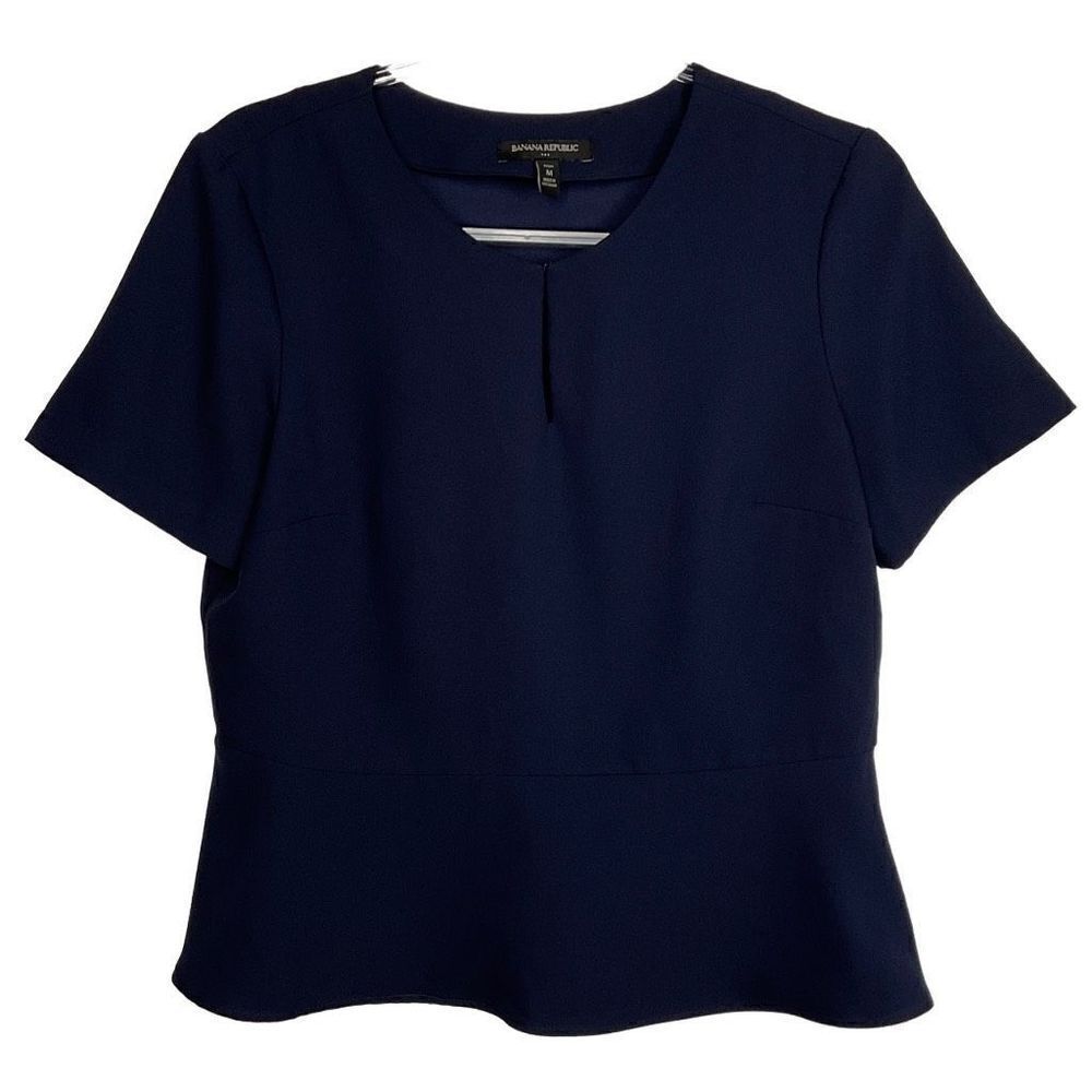 Banana Republic Factory Blue Short Sleeve Peplum Petite Medium MP